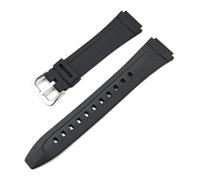 Uhrenarmband aus Gummiharz, kompatibel mit der elektronischen Uhr Casio AW-80 AW-82, schwarzes Armband mit konvexem Ende, Herren- und Damen-Sportarmband, 18 mm(Black silver)