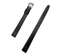 Uhrenarmband aus Kalbsleder, flach, 10 mm lang, Schwarz