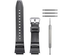 Uhrenarmband aus Kunstharz, kompatibel mit Casio W218H AE-1200 AE1000 AE-1300 F108WH WS1600H, wasserdichtes Sport-Ersatzarmband (schwarze, silberne Schnalle)