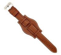 Uhrenarmband aus Leder Bison-Gravur Bund kompatibel mit Fossil CH2592 CH2564 CH2565 CH2891CH3051 18mm 20mm 22mm 24mm Ref 386 Mittel Braun 24mm