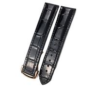 Uhrenarmband aus Rindsleder für Omega 007 Seamster 300 De Ville AT150 19/21 mm Commander Uhrenarmband Faltschließe 18 mm 20 mm 22 mm, Schwarz-Rosa, 19 mm