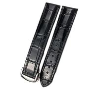 Uhrenarmband aus Rindsleder für Omega 007 Seamster 300 De Ville AT150 19/21 mm Commander Uhrenarmband Faltschließe 18 mm 20 mm 22 mm, Schwarz-Silber, 19 mm