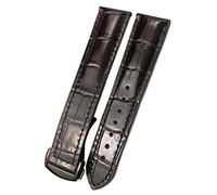 Uhrenarmband aus Rindsleder für Omega 007 Seamster 300 De Ville AT150 19/21 mm Commander Uhrenarmband Faltschließe 18 mm 20 mm 22 mm, Braun1-Schwarz, 21 mm
