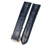 Uhrenarmband aus Rindsleder für Omega 007 Seamster 300 De Ville AT150 19/21 mm Commander Uhrenarmband Faltschließe 18 mm 20 mm 22 mm, Blau-Rosa, 20 mm