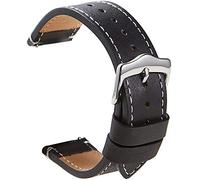 Uhrenarmband Echtes Leder Kalb Leder Uhrengurt Armband Schnalle Schnalle Ersatz Werkzeug Schwarz Silber Urethan Kautschuk Material Herrenband Kalbsleder Herren und Damen 20mm (Schwarz)Nützlich und pr