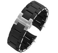 Uhrenarmband, for Armani Ar5905/5920/5921/5906 Herren Damen Gummi Silikonbeutel Edelstahl Uhrenarmband Zubehör 23mm 20mm (Color : Black-silver, Size : 23mm)
