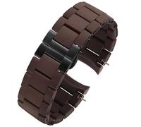 Uhrenarmband, for Armani Ar5905/5920/5921/5906 Herren Damen Gummi Silikonbeutel Edelstahl Uhrenarmband Zubehör 23mm 20mm (Color : Brown-black, Size : 20mm)