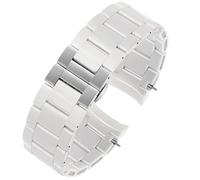 Uhrenarmband, for Armani Ar5905/5920/5921/5906 Herren Damen Gummi Silikonbeutel Edelstahl Uhrenarmband Zubehör 23mm 20mm (Color : White-silver, Size : 23mm)