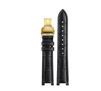 Uhrenarmband, for Gucci YA1332 1333 1335 Serie Männer und Frauen 16 mm 20 mm 22 mm konkaves Lederarmband (Color : Black gold, Size : 20-12mm)
