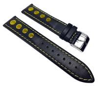 Uhrenarmband Leder Lochmuster schwarz/ gelb Barington Racing 22209S