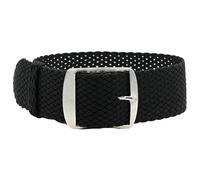 Eichmüller Uhrenarmband Perlon in 18/20 mm Textil Retro Geflochten Atmungsaktiv (Schwarz, 20 mm)