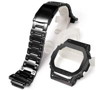 Uhrenarmband und Lünette aus 316L-Edelstahl, kompatibel mit Casio GWM-5610 Watch Mod Kit, Ersatz (schwarz)