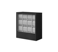 Uhrenbox 12 Fächer mit Fenster ebenholzschwarz