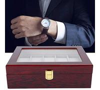 Uhrenbox aus Holz, 10 Gitter, transparentes Fenster, Organizer für Schmuck & Luxus-Accessoires, 12 Schlitze, Leder, große Größe - eleganteDISPLAYBOX für Uhren, Armbänder, Accessoires