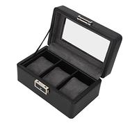 Uhrenbox for Herren, Uhrenbox aus Leder mit 3 Fächern, Vitrine, Organizer, Aufbewahrungsbox aus Glas for Schmuck, Uhrenvitrine aus PU-Leder, platzsparende einlagige Uhrenaufbewahrungsbox for Uhren und