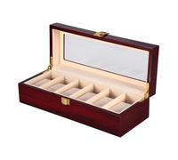 Uhrenbox für 6 Holz Uhrenkasten Uhrenkoffer Schmuckkasten Damen Herren mit Glasanzeige Oberseite