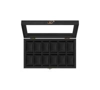Uhrenbox mit 12 Fächern 21 x 35 x 8,5 cm tintenschwarz