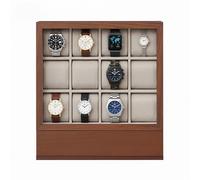 Uhrenbox mit 12 Fächern, Massivholzfurnier, Fenster