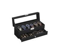 Uhrenbox mit 2 Ebenen PU-Bezug und Innenfutter in Schwarz