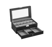 Uhrenbox mit 2 Ebenen Schwarz