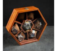 Uhrenbox, Organizer, Halter aus indischem Palisanderholz | Luxuriöse Uhrenaufbewahrungsbox | Luxuriöses Uhrengehäuse mit Wabenstruktur und 7 Fächern | Vitrine aus dunklem Palisanderholz und Glas