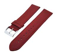 Uhrenhuette Uhrenarmband Kalbsleder flach mit Naht Stegbreiten 18mm - 22mm (Dunkelrot, 20mm)