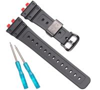 Uhrenzubehör Kompatibel mit Casio gmw-b5000 Ersatzband Herren GMW-B5000 Armband Gummi Wasserdichtes Armband Edelstahl Reifen (Black red black steel ring)