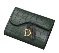 UIJIQX Damen Geldbörse Kurz D Brief Schnalle Münzen Geldbörsen Portemonnaie Kartentasche Schlüsselbörse Luxus Carteras para Mujeres, dunkelgrün, Einheitsgröße