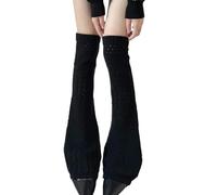 uikios Ausgestellte Beinstulpen, Punk, lange Socken, modische Beinbedeckungen, Strümpfe, süße Beinärmel, Streetwear, Geschenke für Damen und Mädchen, ausgestellte Wärmer, Schwarz , One size