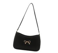 uikios Kleine Umhängetasche für Damen, Schleifen-Design, Retro-Stil, PU-Leder, Handtasche, Unterarm-Geldbörse für den täglichen Gebrauch und Freizeitreisen, Schwarz , as pics show