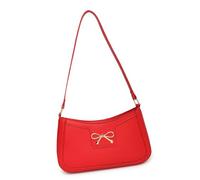 uikios Kleine Umhängetasche für Damen, Schleifen-Design, Retro-Stil, PU-Leder, Handtasche, Unterarm-Geldbörse für den täglichen Gebrauch und Freizeitreisen, rot, as pics show