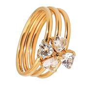 uikios Trendiges, verstellbares Ring-Set mit Herz- und Kleeblatt-Symbol, für Damen, eleganter Liebesnadelring-Schmuck, One Size, Wie beschrieben, Wie beschrieben