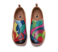 UIN Pyramid Damen Mikrofaser Leder Leicht Sneakers Loafer Schuhe Lässige Wanderschuhe Bemalter Reiseschuh Slip On Schuhe Grün(38)