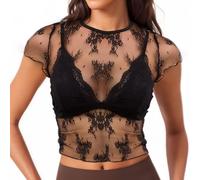 uinnossvc Damen Netzoberteil Durchsichtige Schwarze Bluse Sexy Rundhalsausschnitt Tank Tops Ärmellos Print Mesh Top Netzshirt Damen Netz Oberteil Frauen (M)