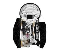 UIOKLMJH Border Collie Kapuzenpullover mit 3D-Druck, für Herren und Damen, modisch, warm, Doppel-Plus Samtjacke, Wintermantel, Cosplay-Kleidung, 3, XXXL