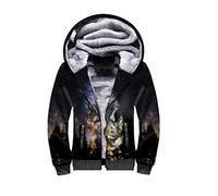UIOKLMJH Fleece-Hoodie mit 3D-Wolf-Druck, für Herren und Damen, Winter, warm, Doppel-Plus Samtjacke, Cosplay, Reißverschluss, Cardigan, 7, 5XL