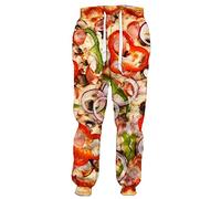 UIOKLMJH Herren-Hose, 3D-Druck, Gourmet-Wurst-Pizza, Unisex, Sportbekleidung, modische Sweathose, lässige Streetwear-Hose, Hose 5, XL