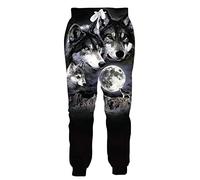 UIOKLMJH Herren-Jogginghose, 3D-Druck, Wolf, Mond, Streetwear, Unisex, legere Sweatpants, Jogginghose, 41-44.5
