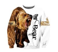 UIOKLMJH Herren Kapuzenpullover mit 3D-Motiv mit schönem Bärenmotiv, Unisex, Streetwear, Freizeitjacke mit Reißverschluss, Sweatshirt, L