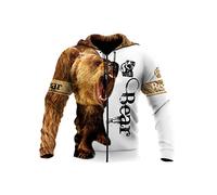 UIOKLMJH Herren Kapuzenpullover mit 3D-Motiv mit schönem Bärenmotiv, Unisex, Streetwear, Freizeitjacke mit Reißverschluss, Zip Hoodies, Medium