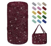 Uiopa Glitzer Häkelgarn für Taschen, Makramee Garn 1,5mm x 280m Baumwollgarn zum Häkeln und Stricken, Polyester Rope Garn für Taschen, Körbe, Dekoration, DIY-Projekte