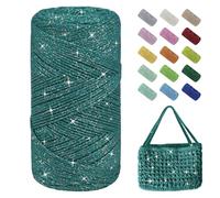 Uiopa Glitzer Häkelgarn für Taschen, Makramee Garn 1,5mm x 280m Baumwollgarn zum Häkeln und Stricken, Polyester Rope Garn für Taschen, Körbe, Dekoration, DIY-Projekte
