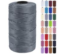Uiopa Makramee Garn 3mm x 200m Polypropylen Flache Macrame Cord Makramee Band Makramee Schnur Farbig für Häkeln, Stricken, Dekoration, DIY Handwerk (Grau)