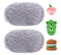 Uiopa Schwammgarn, 200g(2 x 100g, 2 x 200m) Glitzer Spülschwammgarn Häkel Bubble-Garn, Flauschige Schwammwolle Garn zum Häkeln Stricken Spültücher Badeschwämme Dekoration DIY Crafts