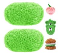 Uiopa Schwammgarn, 200g(2 x 100g, 2 x 200m) Glitzer Spülschwammgarn Häkel Bubble-Garn, Flauschige Schwammwolle Garn zum Häkeln Stricken Spültücher Badeschwämme Dekoration DIY Crafts