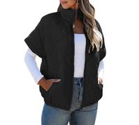 Uitndvyte Bequeme Steppweste mit durchgehendem Reißverschluss vorne, Thermofutter und sicheren Taschen, ideal für Pendler oder Freizeitausflüge, Pufferweste für Damen, Schwarz , XL