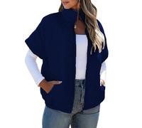 Uitndvyte Bequeme Steppweste mit durchgehendem Reißverschluss vorne, Thermofutter und sicheren Taschen, ideal für Pendler oder Freizeitausflüge, Pufferweste für Damen, marineblau, M