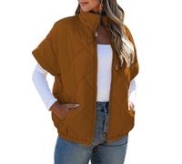 Uitndvyte Bequeme Steppweste mit durchgehendem Reißverschluss vorne, Thermofutter und sicheren Taschen, ideal für Pendler oder Freizeitausflüge, Pufferweste für Damen, coffee, S