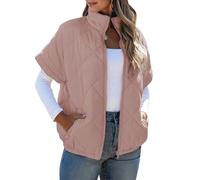 Uitndvyte Bequeme Steppweste mit durchgehendem Reißverschluss vorne, Thermofutter und sicheren Taschen, ideal für Pendler oder Freizeitausflüge, Pufferweste für Damen, e, XXL