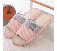 UJEDFHV Herren Hausschuhe Frauen Hausschuhe Cord Boden Flache Schuhe Komfort Anti-rutsch Hause Leinen Slipper Unisex Frau Männer Haus Baumwolle Rutschen(Pink,36-37)